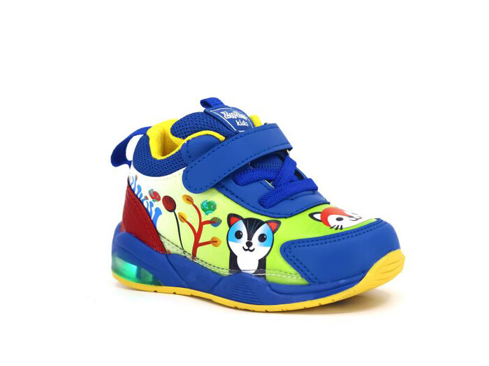 Zıpzıp Bebe 055 Resimli Cilt Işıklı Spor Ayakkabı Saks Mavi - Sarı - 1