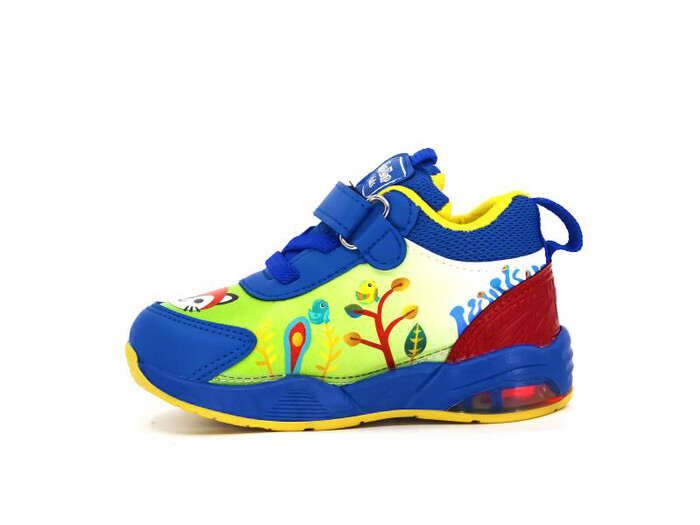 Zıpzıp Bebe 055 Resimli Cilt Işıklı Spor Ayakkabı Saks Mavi - Sarı - Zıpzıp (1)