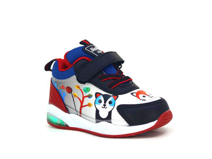 Zıpzıp Bebe 055 Resimli Cilt Işıklı Spor Ayakkabı Siyah - Kırmızı 