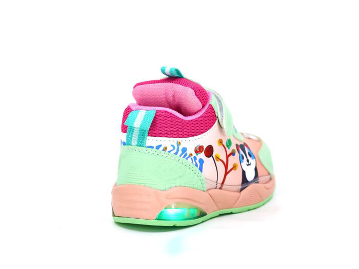 Zıpzıp Bebe 055 Resimli Cilt Işıklı Spor Ayakkabı Su Yeşili - Pembe - 3